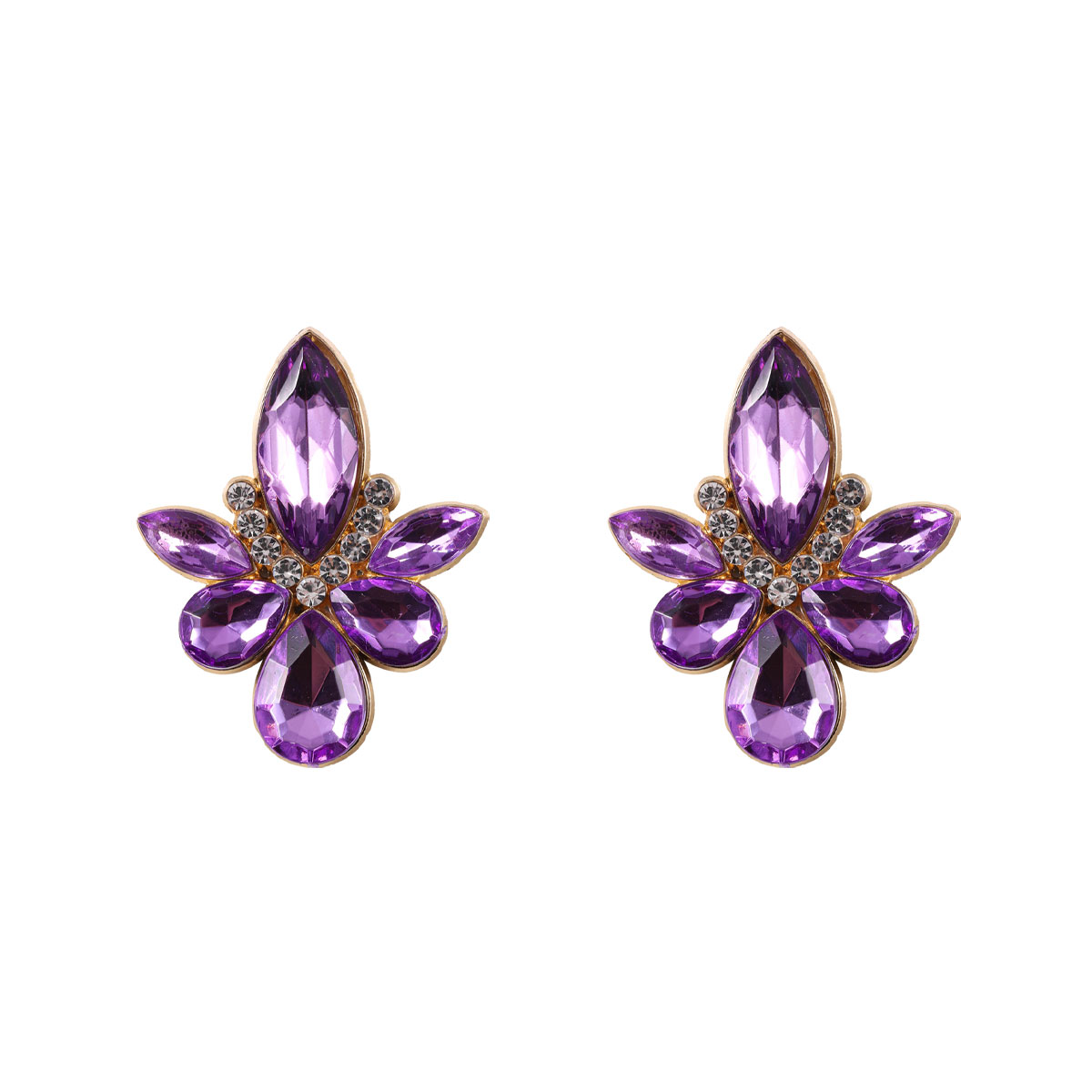 1 Pair Simple Style Commute Water Droplets Plating Inlay Alloy Rhinestones Silver Plated Ear Studs display picture 17