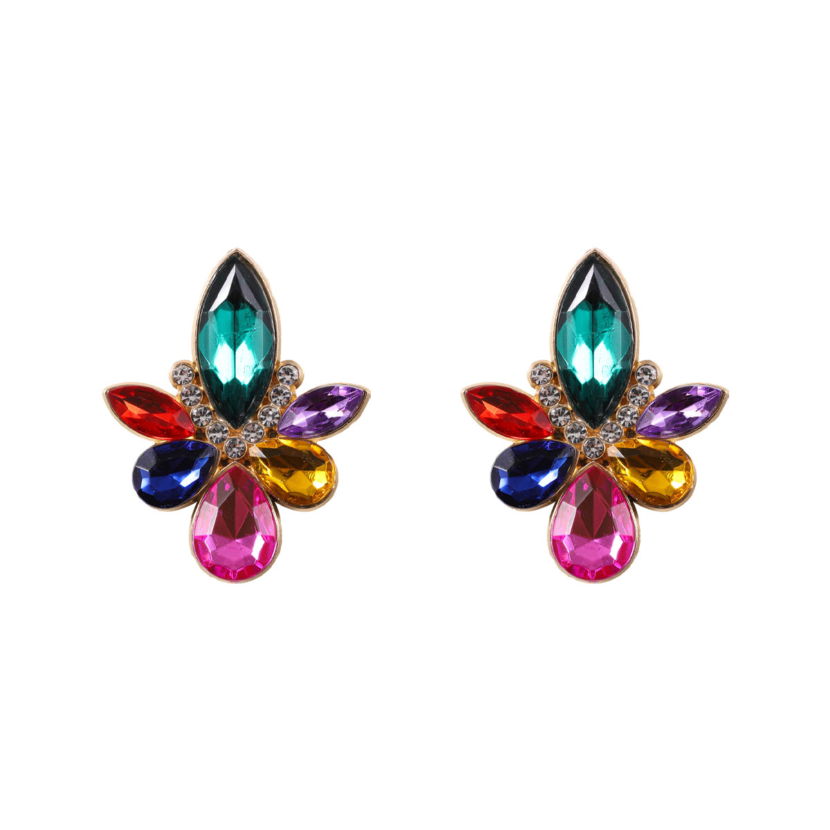 1 Pair Simple Style Commute Water Droplets Plating Inlay Alloy Rhinestones Silver Plated Ear Studs display picture 18