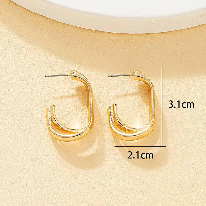 1 Pair Elegant Simple Style Geometric Plating Alloy Ear Studs display picture 3