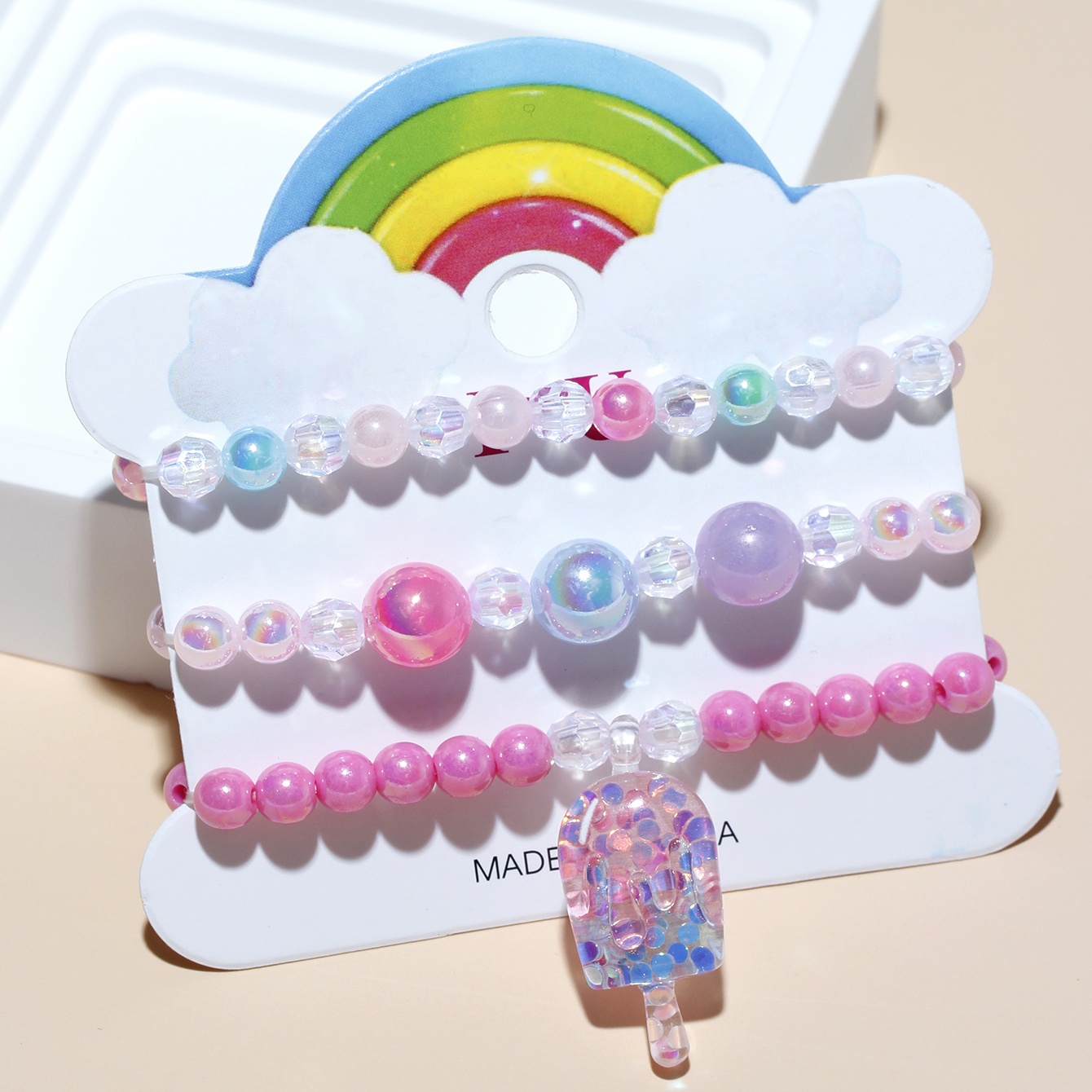Princess Cute Sweet Pentagram Ice Cream Shell Beaded Arylic Resin Beaded Girl's Bracelets display picture 5