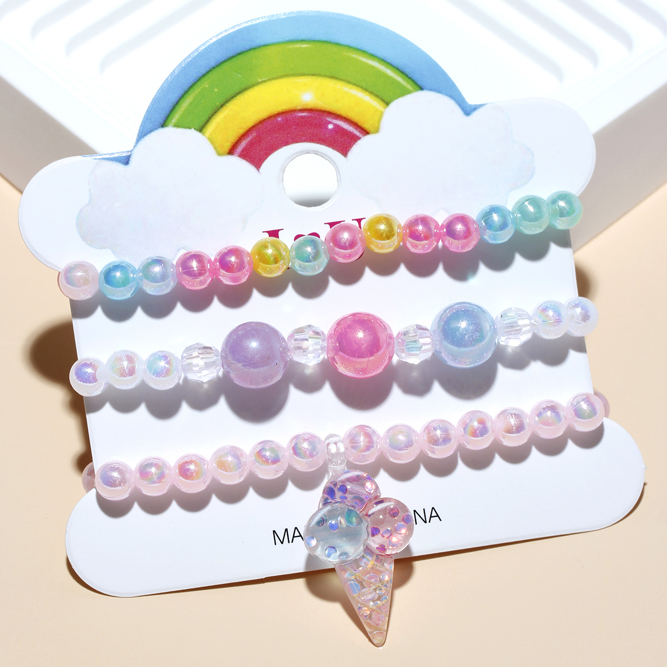 Princess Cute Sweet Pentagram Ice Cream Shell Beaded Arylic Resin Beaded Girl's Bracelets display picture 6