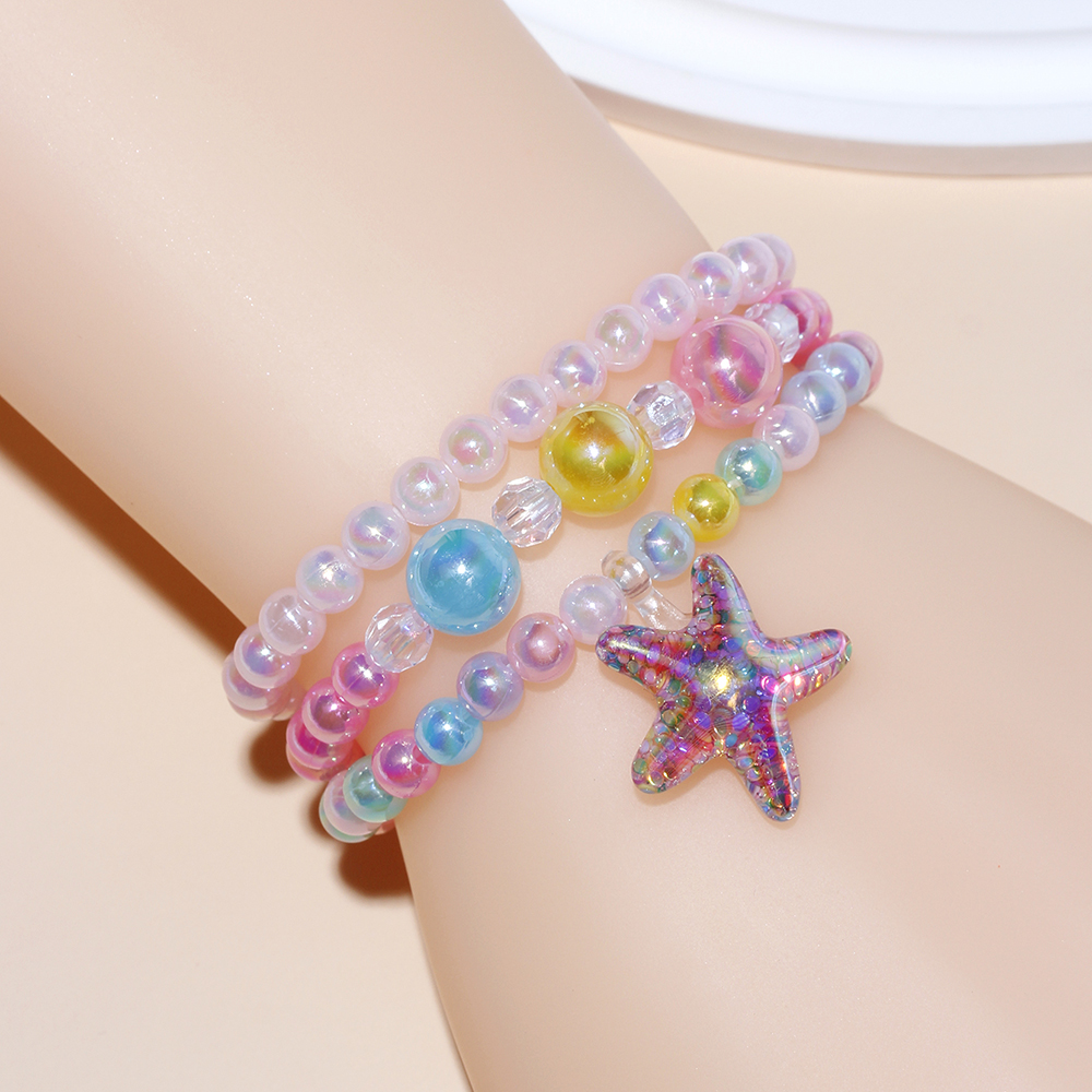 Princess Cute Sweet Pentagram Ice Cream Shell Beaded Arylic Resin Beaded Girl's Bracelets display picture 7