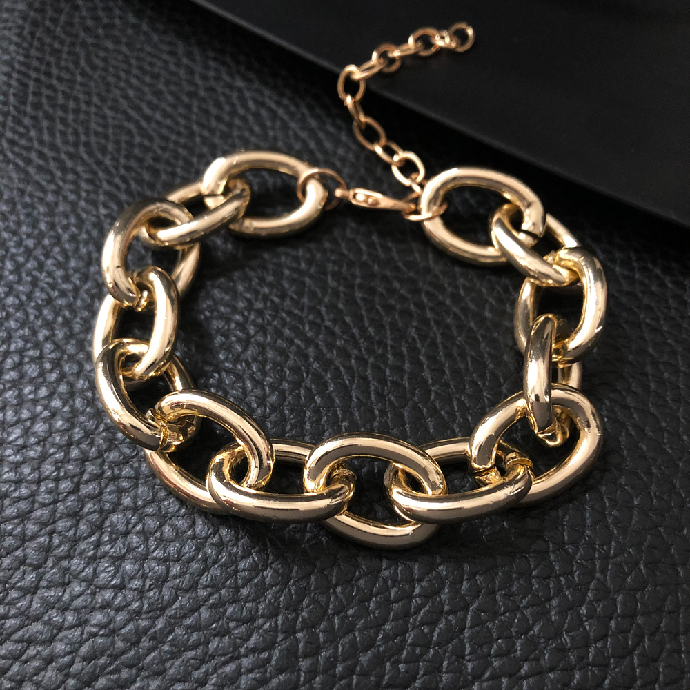 Exaggerated Solid Color Alloy Plating Chain Gold Plated Women's Bracelets display picture 7