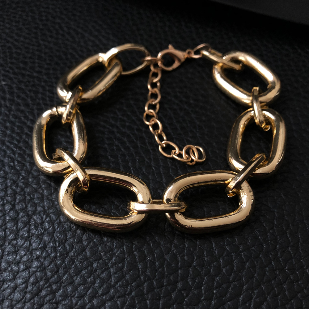 Exaggerated Solid Color Alloy Plating Chain Gold Plated Women's Bracelets display picture 2
