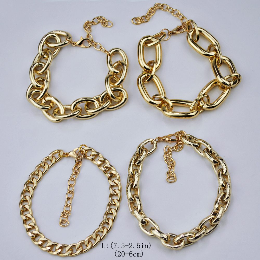 Exaggerated Solid Color Alloy Plating Chain Gold Plated Women's Bracelets display picture 4