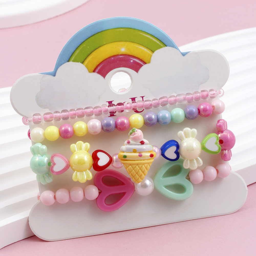 Princess Cute Sweet Clouds Ice Cream Heart Shape Arylic Resin Girl's Bracelets display picture 2