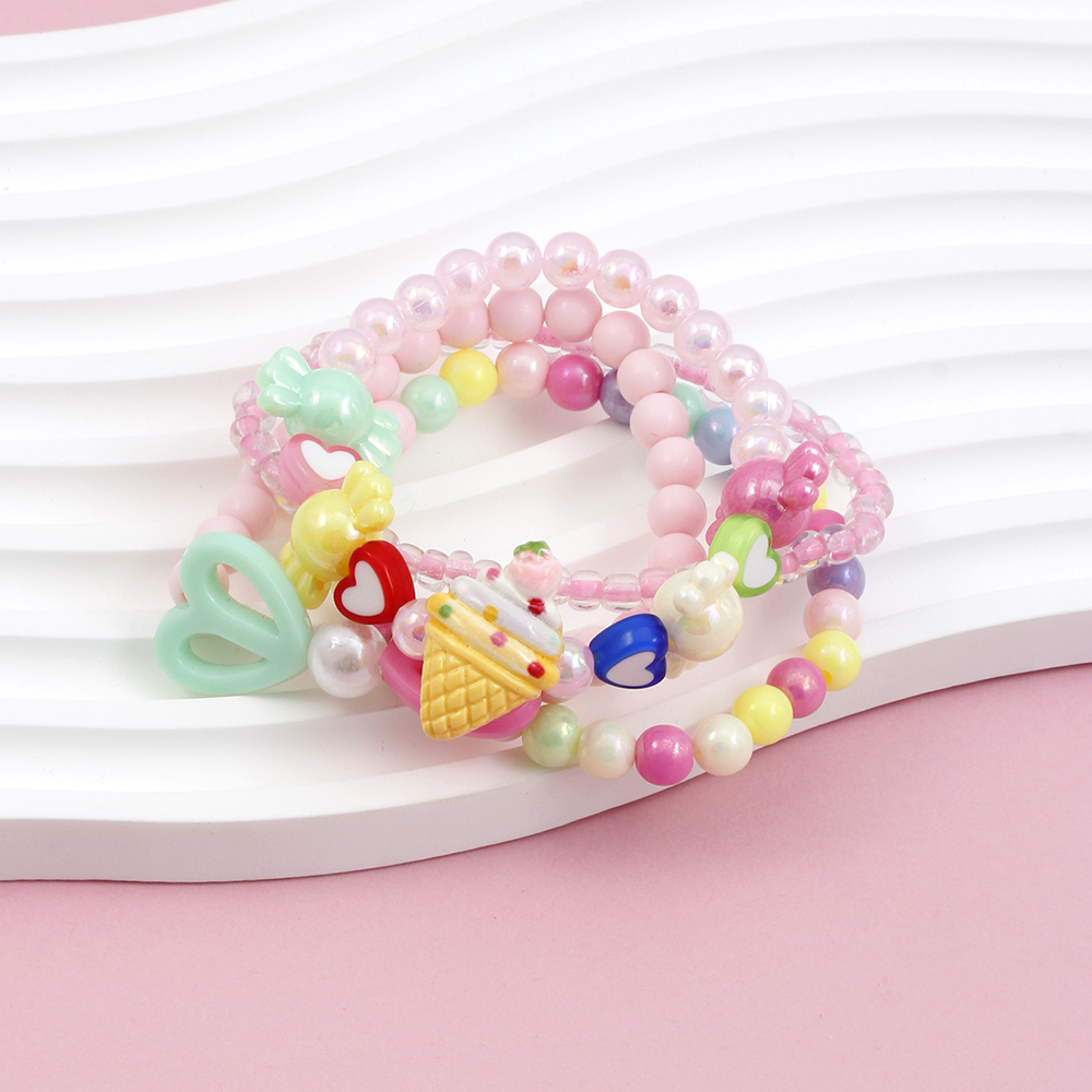 Princess Cute Sweet Clouds Ice Cream Heart Shape Arylic Resin Girl's Bracelets display picture 7