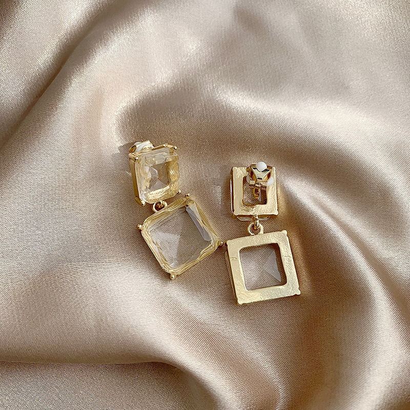 1 Pair Simple Style Square Plating Inlay Alloy Zircon Gold Plated Drop Earrings display picture 7