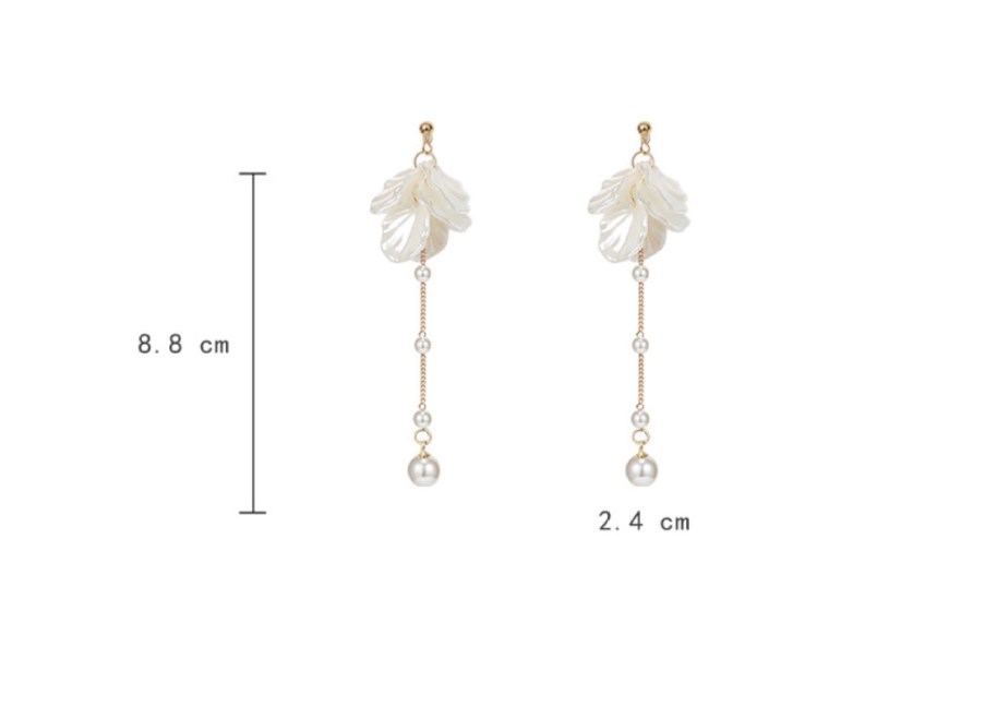 1 Pair Ig Style Sweet Flower Tassel Pearl Plating Shell Drop Earrings display picture 5