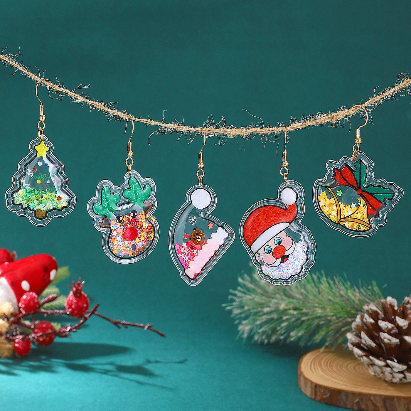 1 Pair Cute Christmas Tree Elk Plating Plastic Drop Earrings display picture 1