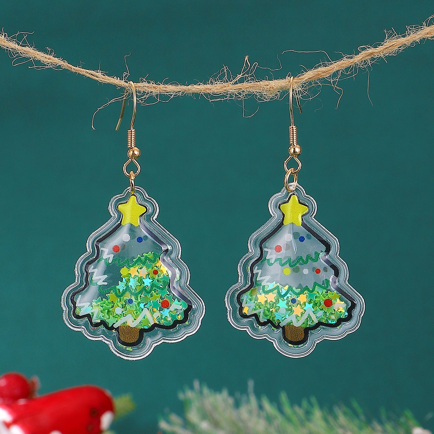 1 Pair Cute Christmas Tree Elk Plating Plastic Drop Earrings display picture 2