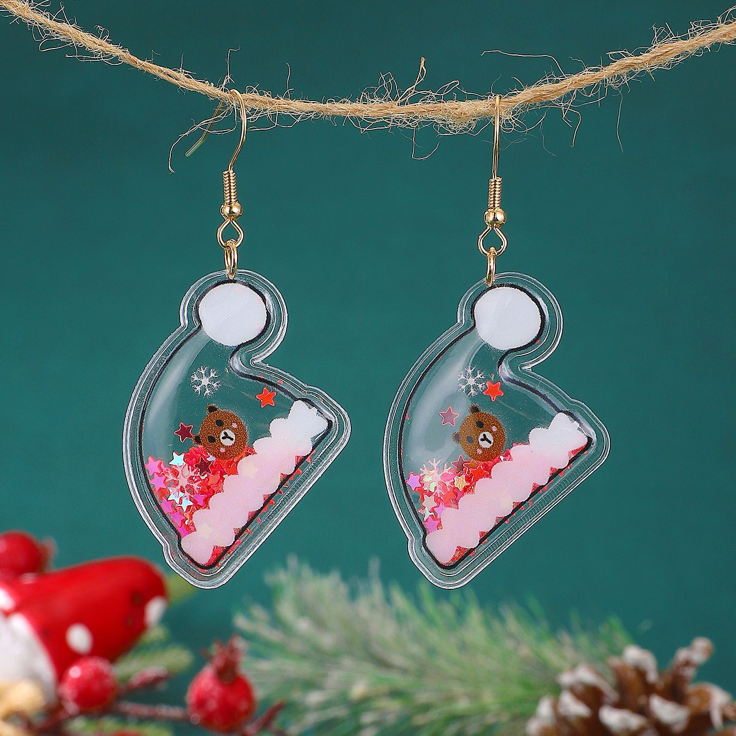 1 Pair Cute Christmas Tree Elk Plating Plastic Drop Earrings display picture 4