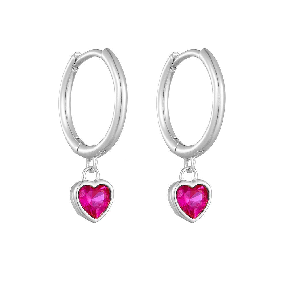 1 Pair Simple Style Heart Shape Plating Inlay Sterling Silver Zircon 14k Gold Plated Rhodium Plated Drop Earrings display picture 1