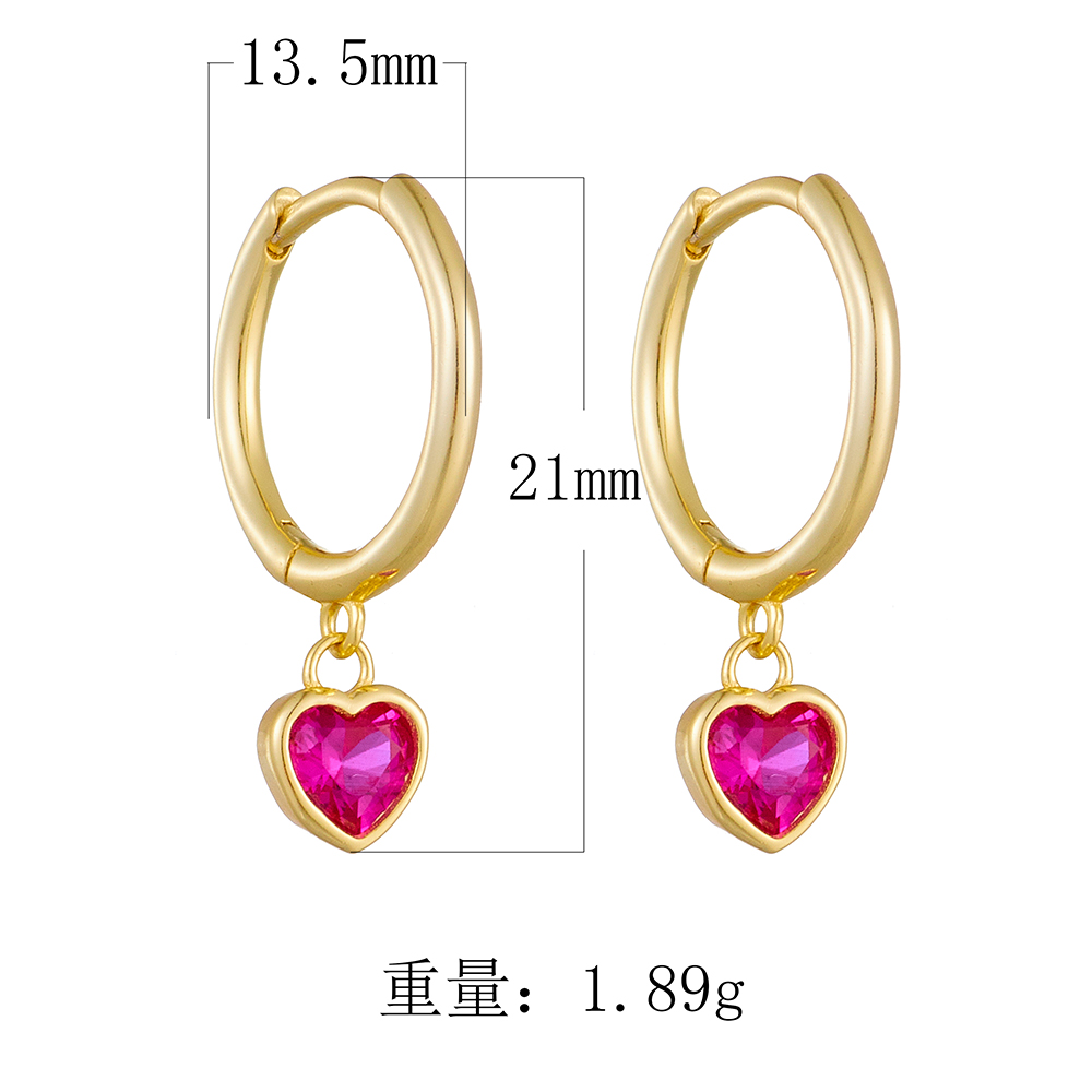 1 Pair Simple Style Heart Shape Plating Inlay Sterling Silver Zircon 14k Gold Plated Rhodium Plated Drop Earrings display picture 6