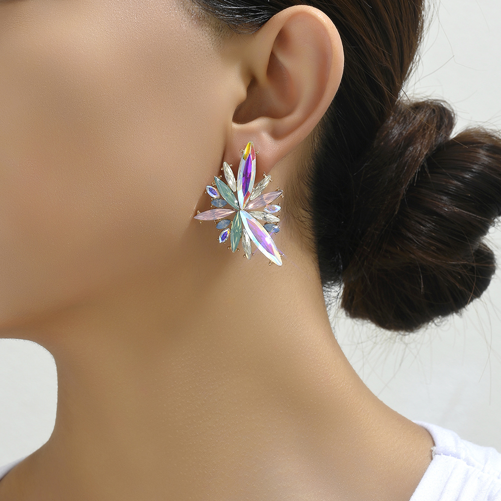 1 Pair Glam Geometric Wings Plating Inlay Alloy Zinc Alloy Glass Ear Studs display picture 4