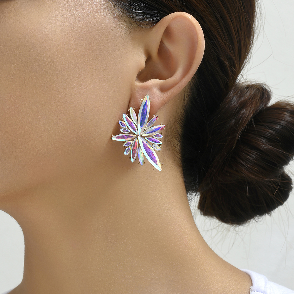 1 Pair Glam Geometric Wings Plating Inlay Alloy Zinc Alloy Glass Ear Studs display picture 2