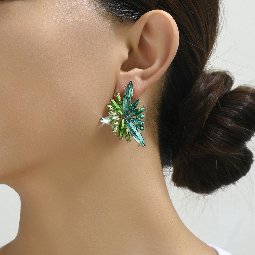 1 Pair Glam Geometric Wings Plating Inlay Alloy Zinc Alloy Glass Ear Studs display picture 3