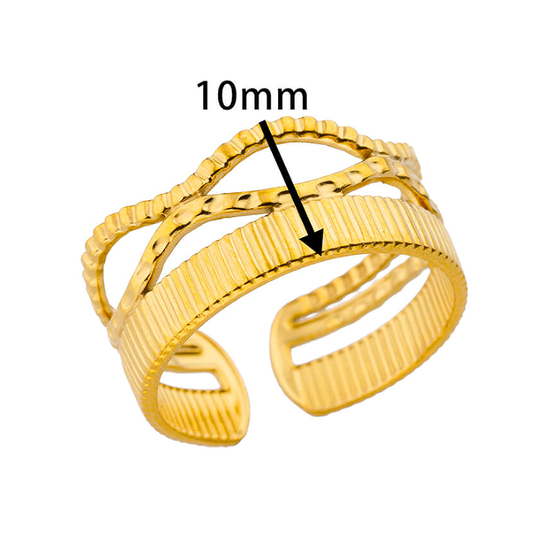 Vintage Style Exaggerated Solid Color Stainless Steel Criss Cross Plating 18k Gold Plated Rings display picture 2