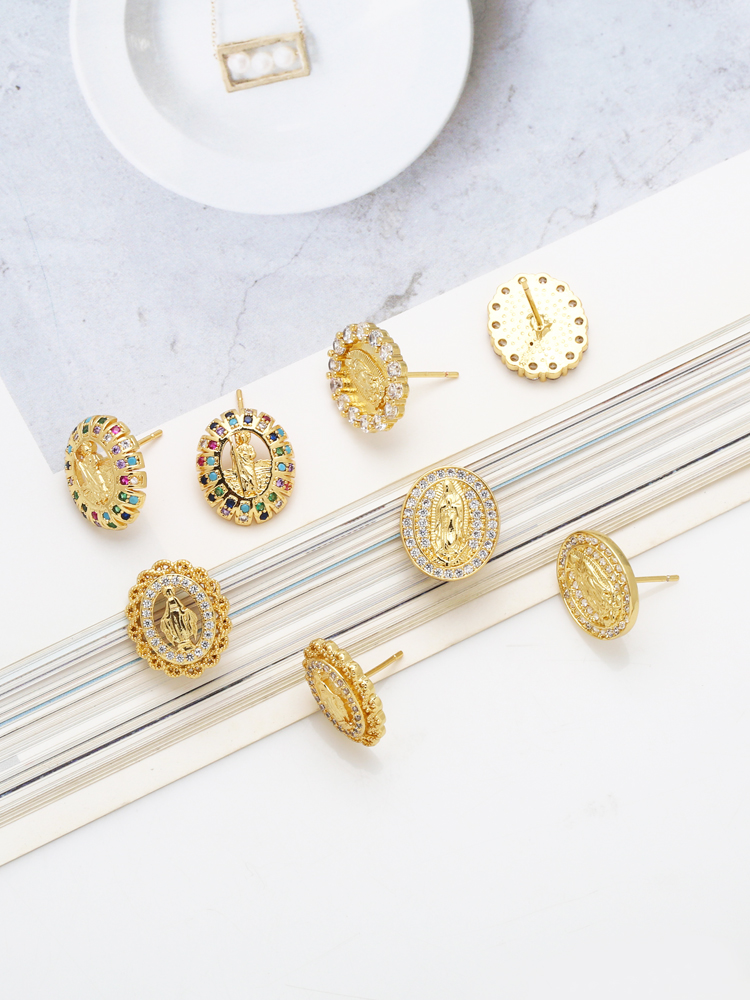 1 Pair Vintage Style Simple Style Geometric Plating Inlay Copper Zircon 18k Gold Plated Ear Studs display picture 2