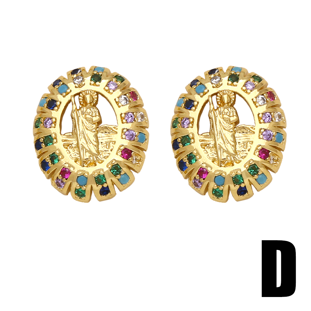 1 Pair Vintage Style Simple Style Geometric Plating Inlay Copper Zircon 18k Gold Plated Ear Studs display picture 6