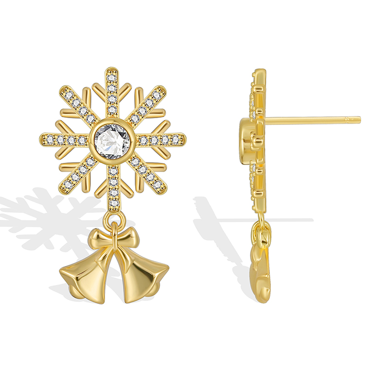 1 Pair Elegant Streetwear Snowflake Plating Inlay Copper Zircon 18k Gold Plated Ear Studs display picture 8