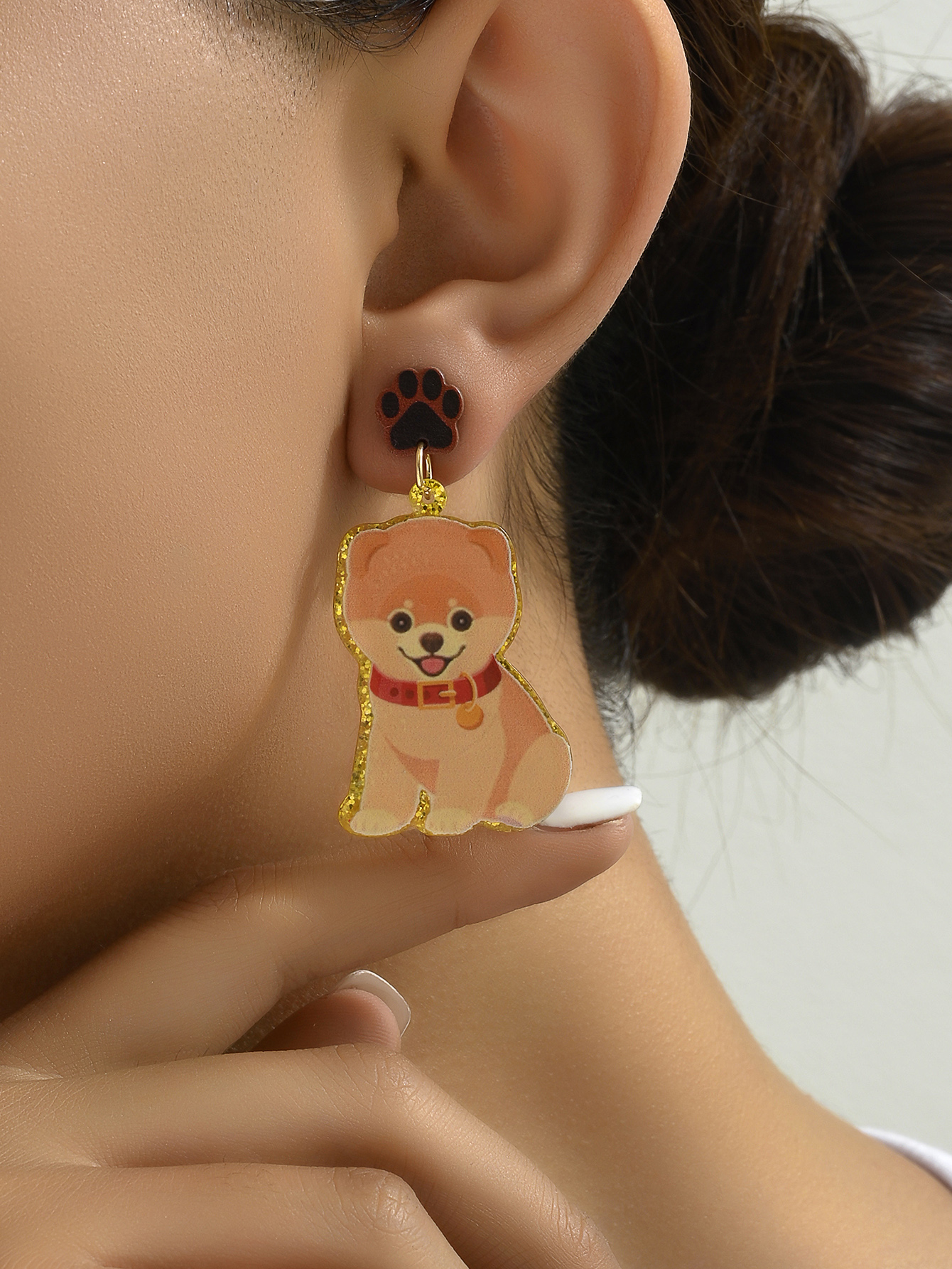1 Pair Cute Dog Arylic Drop Earrings display picture 4