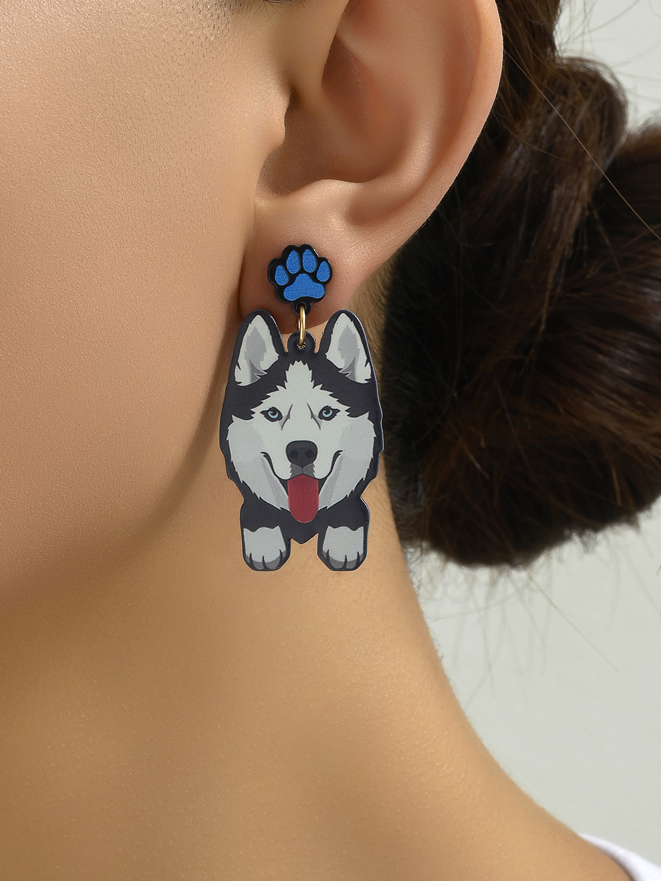1 Pair Cute Dog Arylic Drop Earrings display picture 7