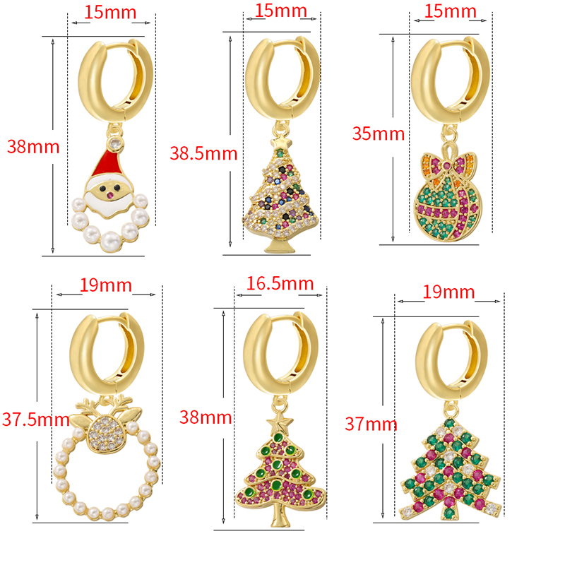 1 Pair Casual Elegant Christmas Christmas Hat Christmas Tree Santa Claus Enamel Plating Inlay Copper Zircon 18k Gold Plated Drop Earrings display picture 17