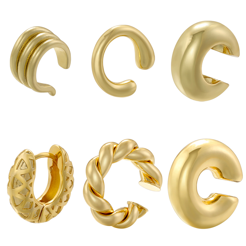 1 Pair Retro Simple Style C Shape Plating Copper 18k Gold Plated Earrings display picture 12