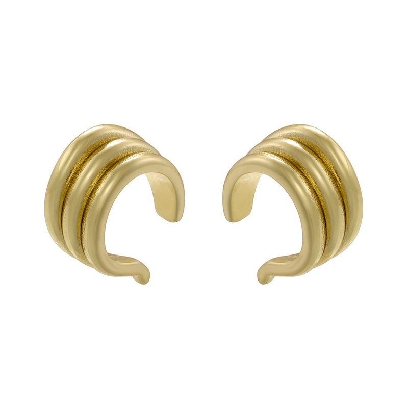 1 Pair Retro Simple Style C Shape Plating Copper 18k Gold Plated Earrings display picture 6