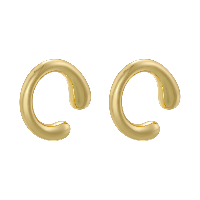 1 Pair Retro Simple Style C Shape Plating Copper 18k Gold Plated Earrings display picture 3