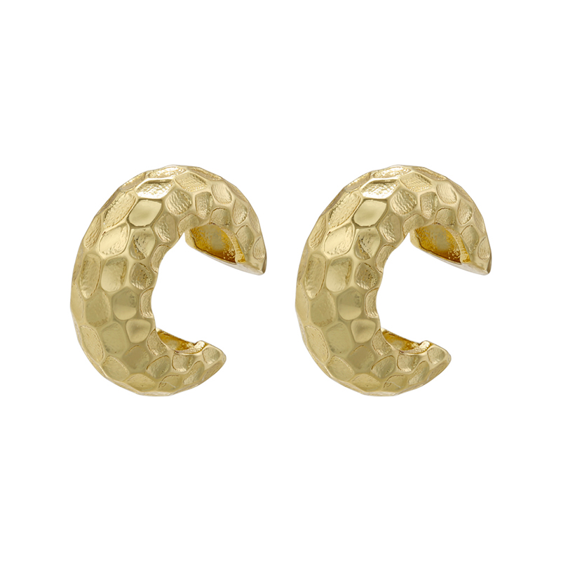 1 Pair Retro Simple Style C Shape Plating Copper 18k Gold Plated Earrings display picture 8
