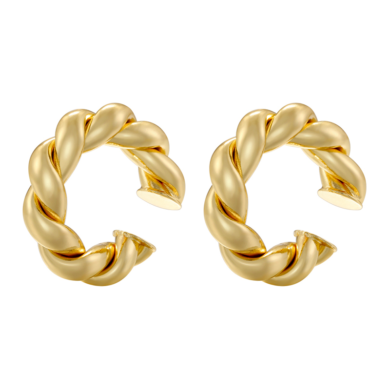 1 Pair Retro Simple Style C Shape Plating Copper 18k Gold Plated Earrings display picture 9