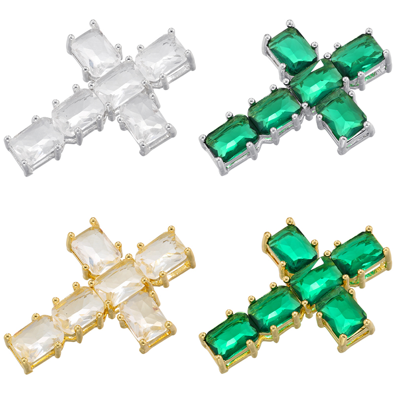 Hip-hop Rock Cool Style Cross Copper Plating Inlay Zircon 18k Gold Plated Charms display picture 6