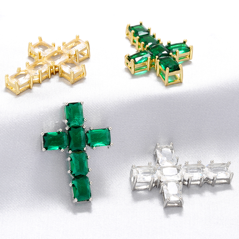 Hip-hop Rock Cool Style Cross Copper Plating Inlay Zircon 18k Gold Plated Charms display picture 7