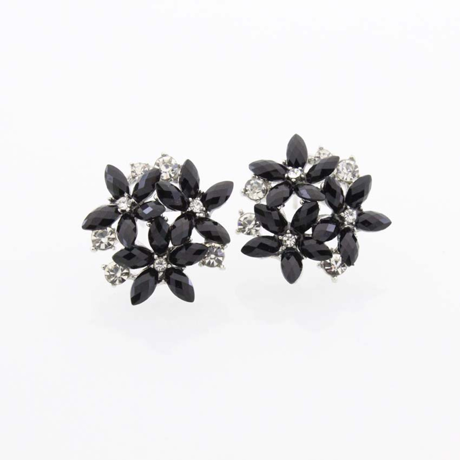 1 Pair Elegant Lady Flower Plating Inlay Alloy Crystal Silver Plated Ear Studs display picture 3