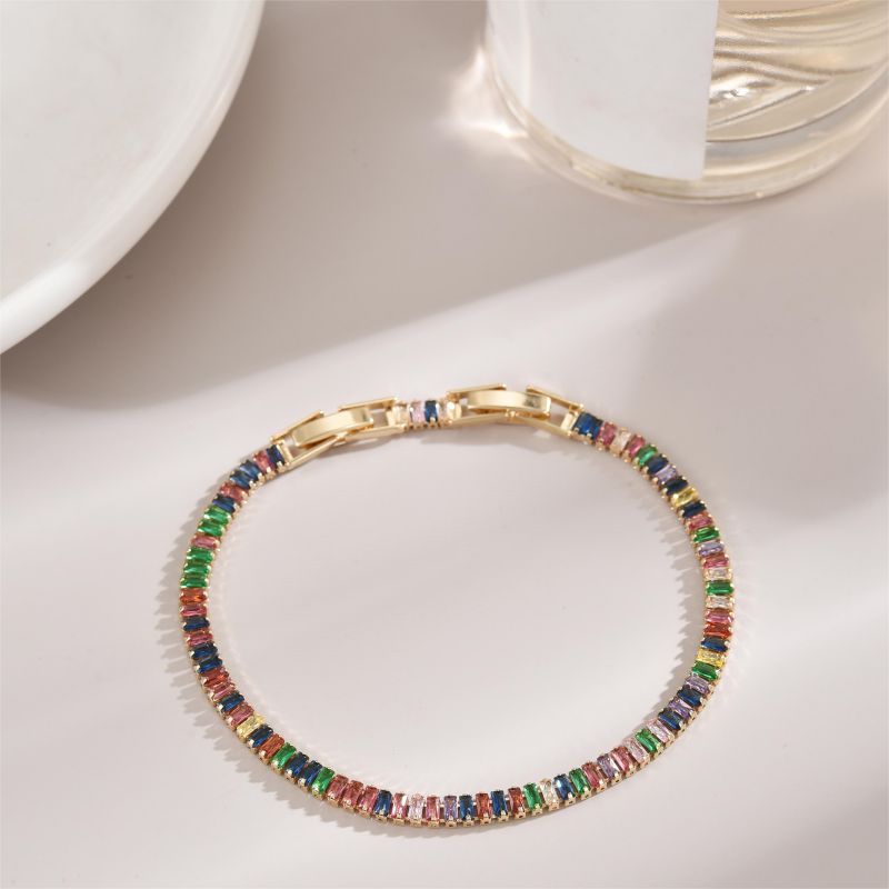 Copper 18K Gold Plated Vintage Style Simple Style Commute Geometric Inlay Zircon Bracelets display picture 2