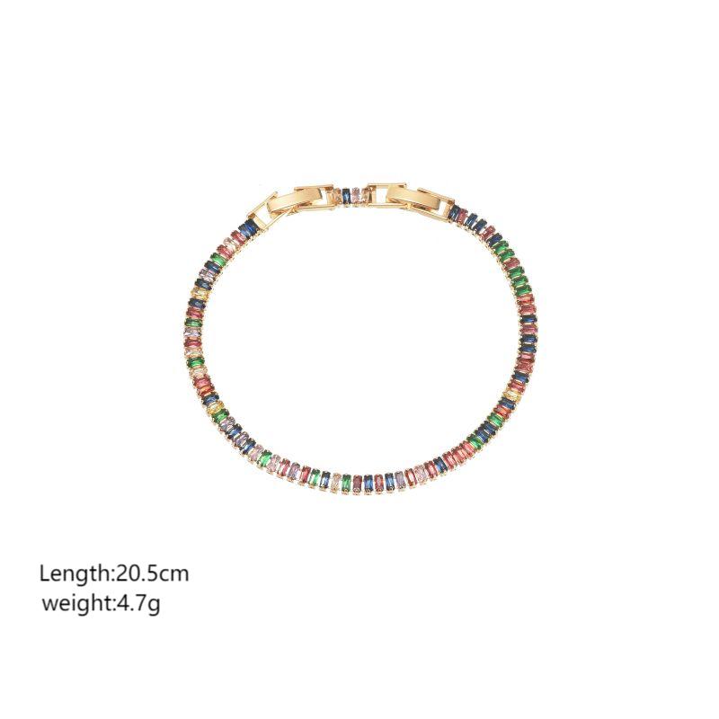 Shiny Rectangle Copper Plating Inlay Zircon 18k Gold Plated Bracelets display picture 3