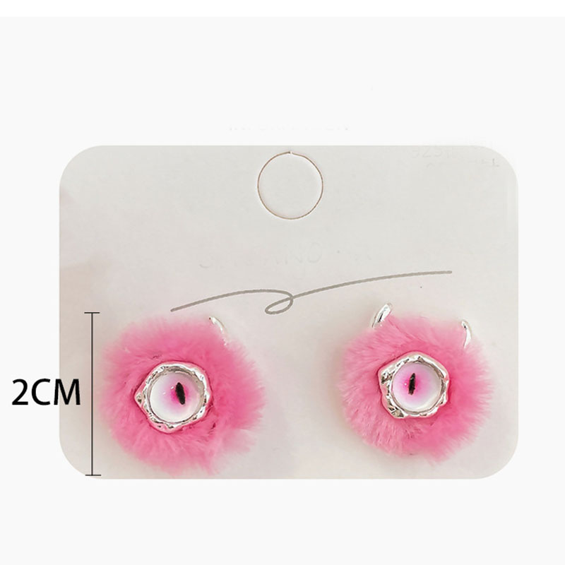Cute Funny Monster Eye Alloy Plush Handmade Women's Rings Earrings display picture 7