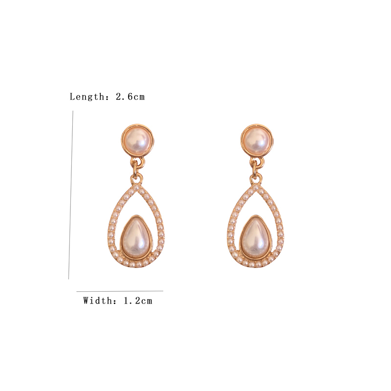 1 Pair Elegant Streetwear Geometric Inlay Alloy Artificial Pearls Drop Earrings display picture 5