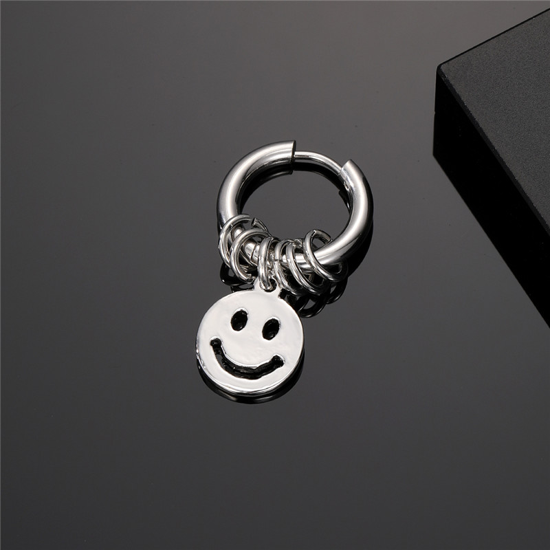 1 Piece Vintage Style Punk Classic Style Heart Shape Smiley Face Stainless Steel Alloy Drop Earrings display picture 3