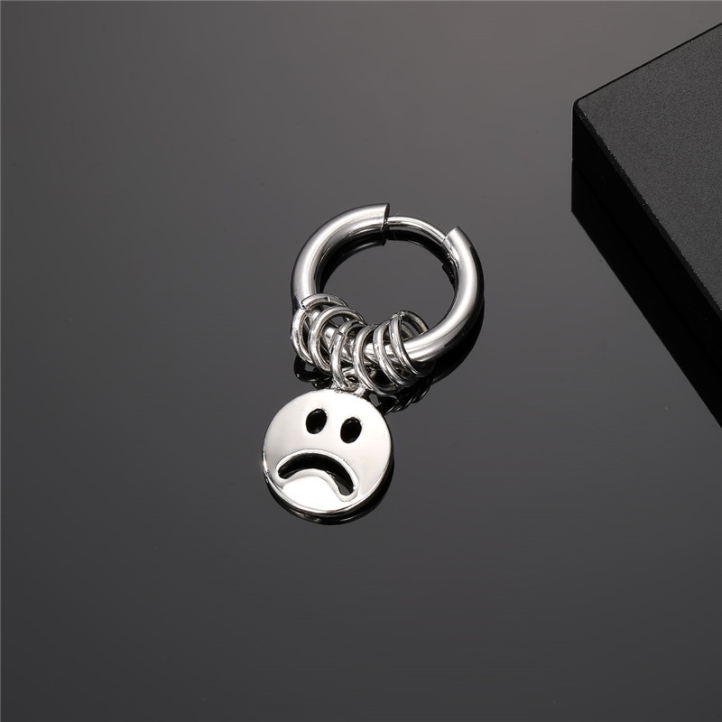 1 Piece Vintage Style Punk Classic Style Heart Shape Smiley Face Stainless Steel Alloy Drop Earrings display picture 1
