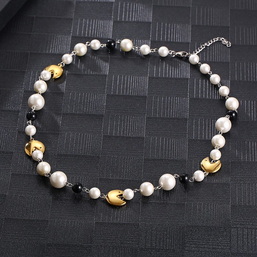 Hip-Hop Geometric 304 Stainless Steel Imitation Pearl 18K Gold Plated Unisex Necklace display picture 1