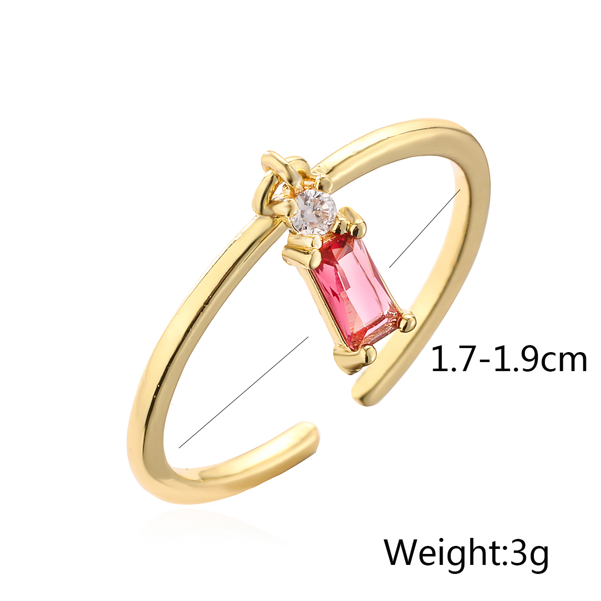Simple Style Geometric Color Block Copper Plating Inlay Zircon 18k Gold Plated Open Rings display picture 1