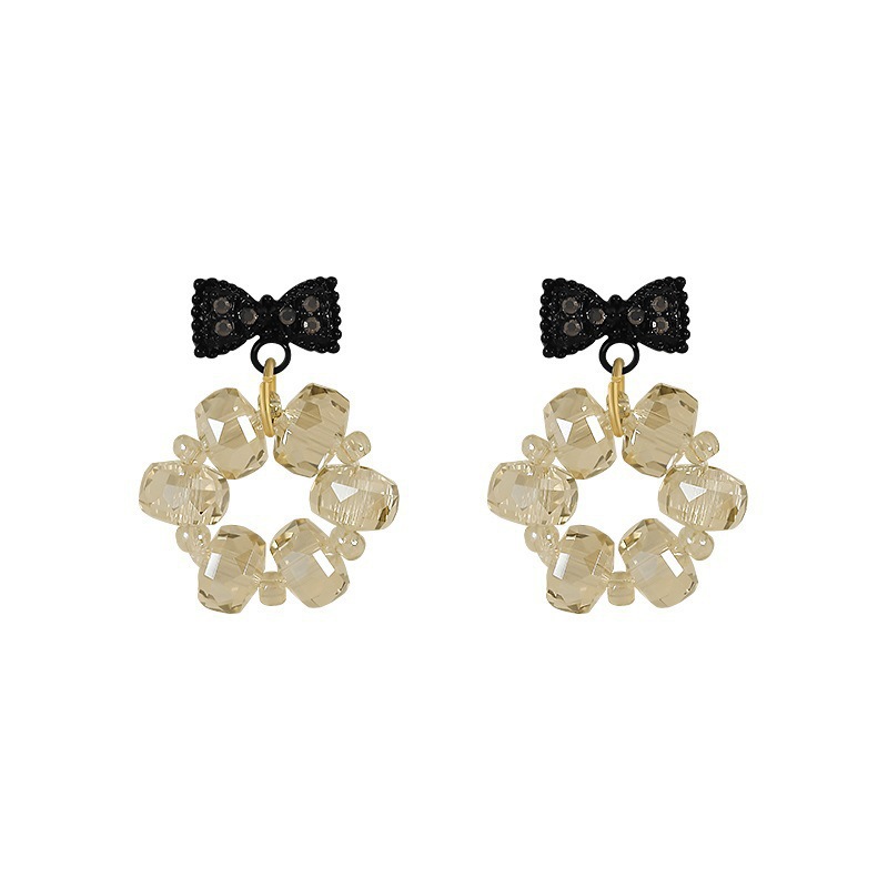 1 Pair Sweet Simple Style Bow Knot Inlay Alloy Crystal Drop Earrings display picture 2