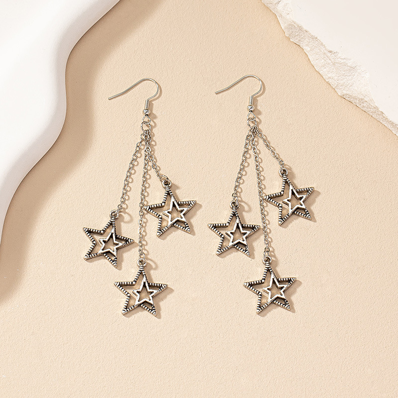 1 Pair Vintage Style Star Plating Alloy Drop Earrings display picture 3