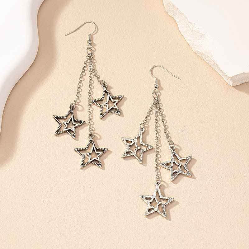 1 Pair Vintage Style Star Plating Alloy Drop Earrings display picture 4