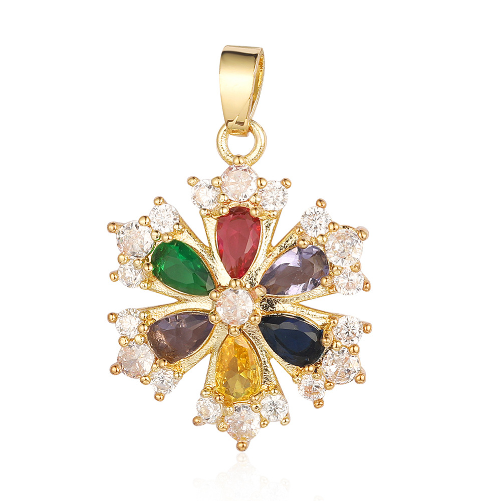 Luxurious Cross Leaves Gem Plating Inlay Zircon Gold Plated Jewelry Accessories display picture 5