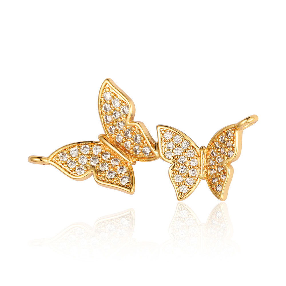 Sweet Simple Style Classic Style Letter Butterfly Copper Plating Inlay Zircon Gold Plated Charms Jewelry Accessories display picture 1