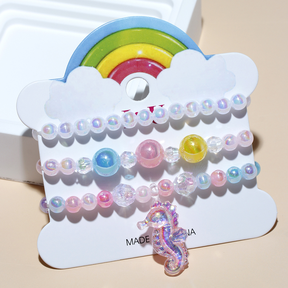 Princess Cute Sweet Hippocampus Flower Shell Arylic Resin Beaded Girl's Bracelets display picture 4